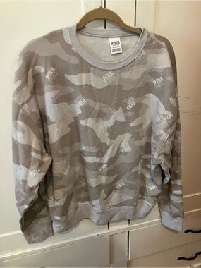 PINK Victoria's Secret Gray Camo Crewneck Sweater